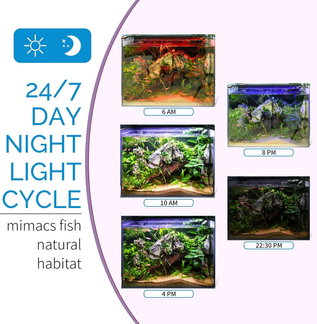 Advanced LED Aquarium Light with Timer, 24/7 Lighting Cycle & DIY Mode, Full Spectrum Fish Tank Light for 30-36 in