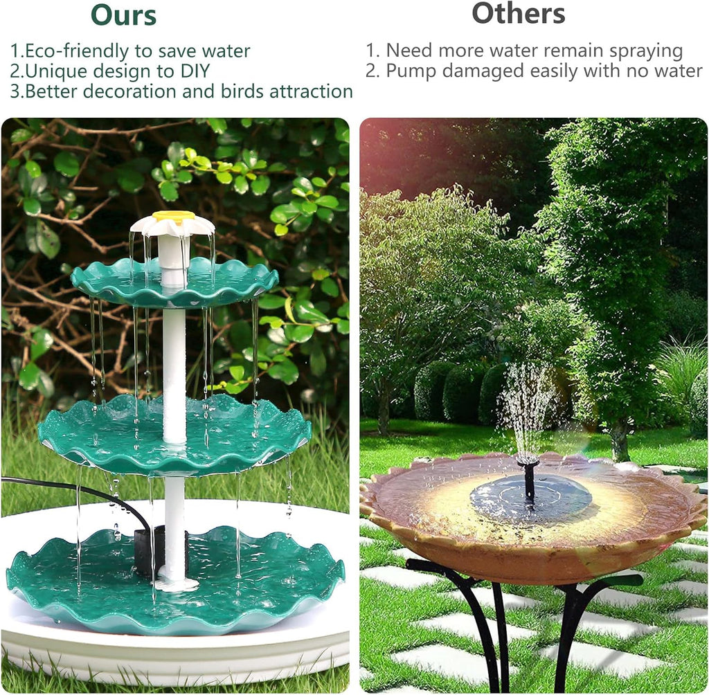 3‑Tier Solar Bird Bath Fountain with 3.5W Solar Water Pump