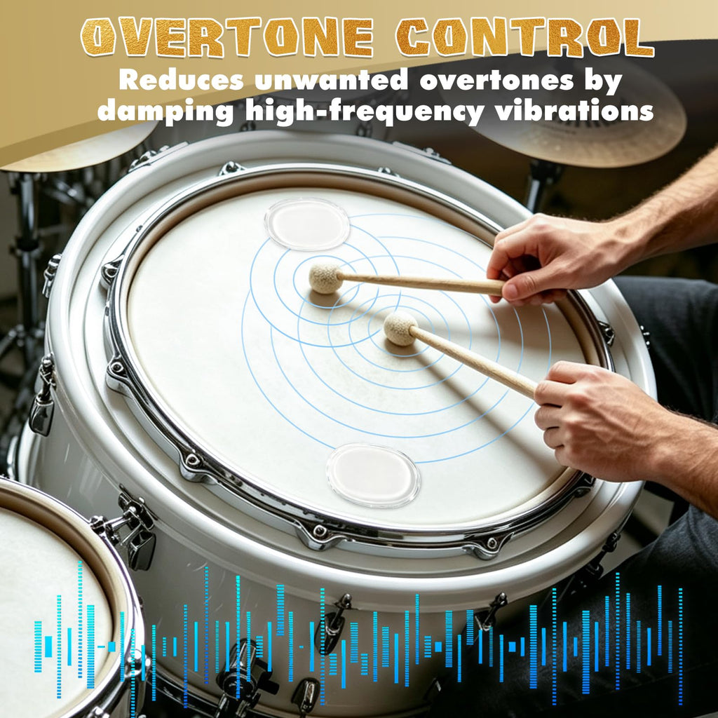 Drum Accessories Set: 30 Drum Dampeners Gels + 2 Drum Keys