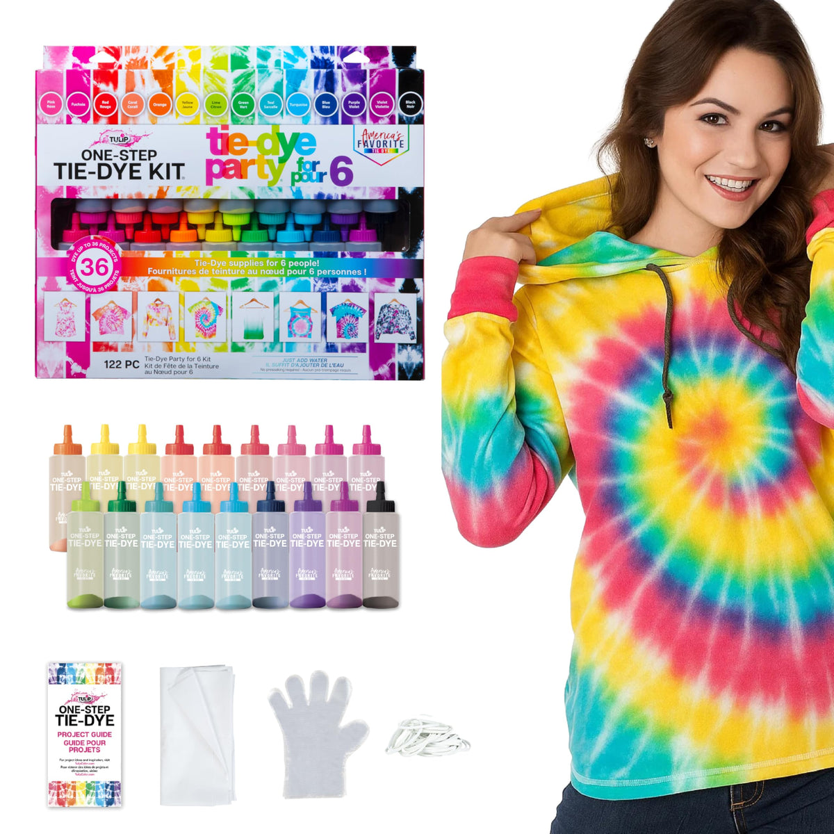 One Step Tie Dye Kit: Tie Dye Party Supplies, 18 bottles