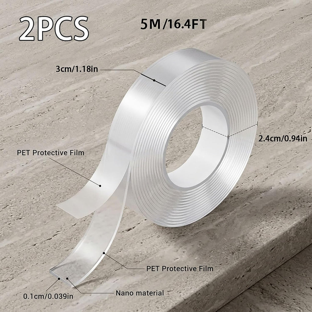 Double-Sided Mounting Tape, Transparent, 16 Feet, 2 Sheets
