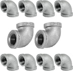 SUPPLYGIANT GMNL0012-10, 1/2 Inch 90 Degree Elbow, Malleable Iron Threaded Pipe Fitting, Galvanized (Pack Of 10)