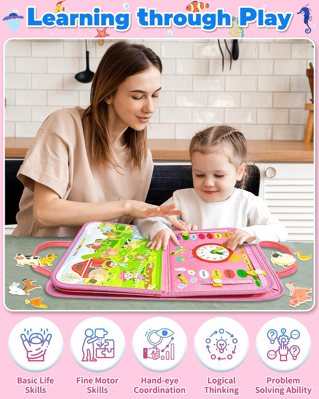 Busy Board Montessori Toys for Toddler Boy Birthday Gifts Busy Book | Sensory Toys, Airplane Car Travel Toy, Learning