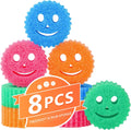 8 Pack Colorful Smile Scrub Sponges, Temperature Controlled
