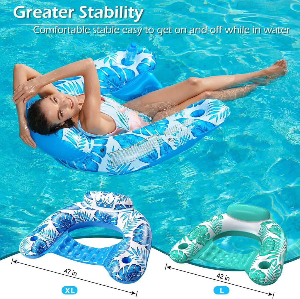 Inflatable Pool Float Chair - 2Pack Floating Pool Chair Lounge Floats for Swimming Pool Water Chair Pool Lounger with