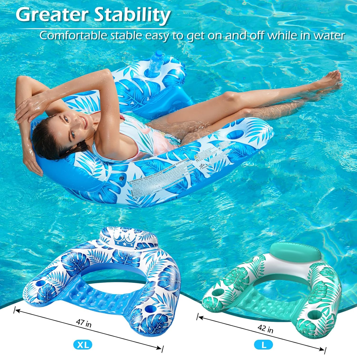 Inflatable Pool Float Chair - 2Pack Floating Pool Chair Lounge Floats for Swimming Pool Water Chair Pool Lounger with