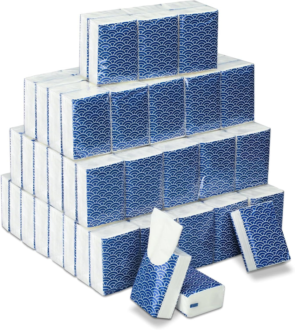 100 Pack Pocket Tissues Travel Bulk 1000 Sheet, Cool