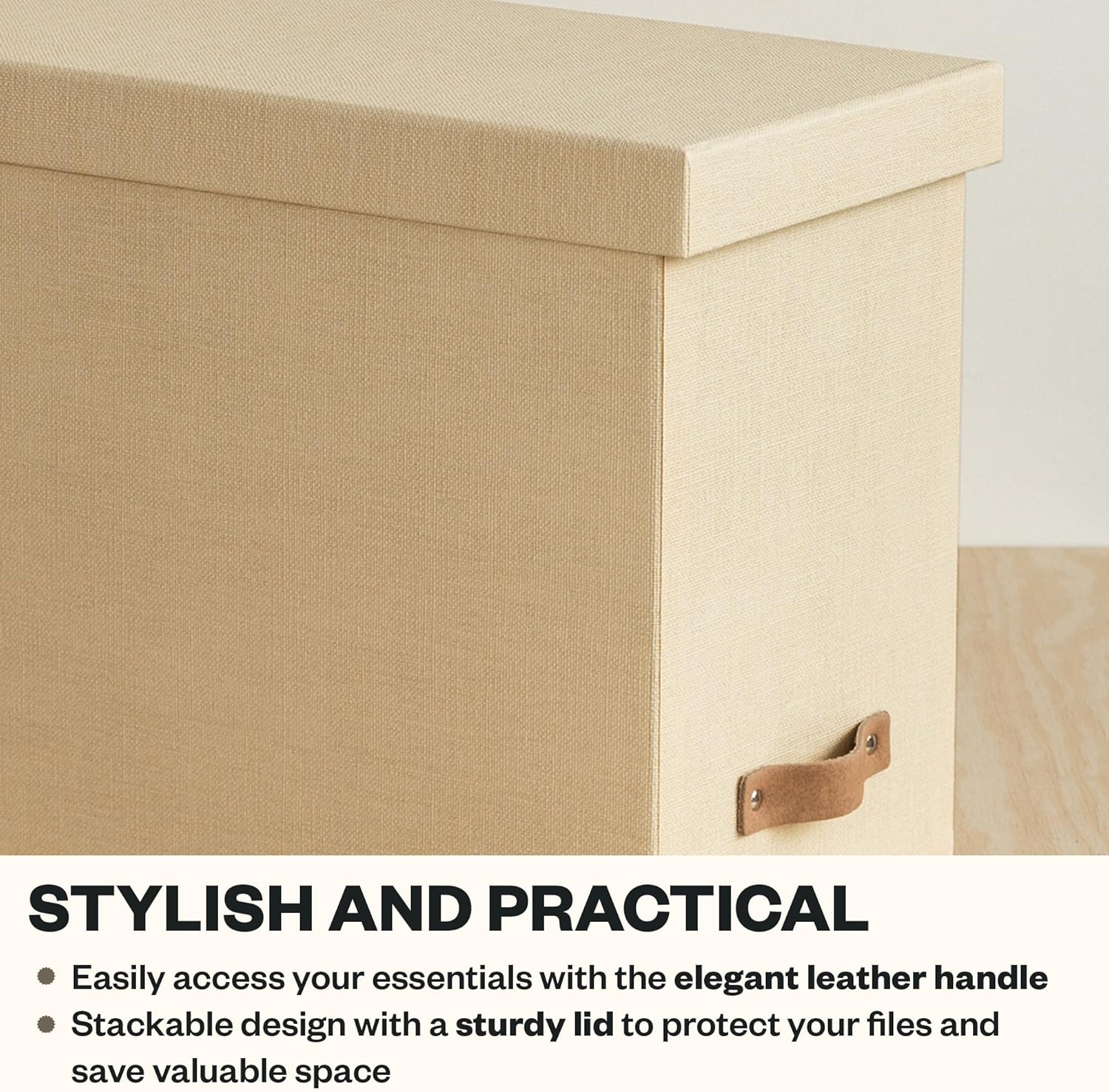 Bigso John File Box - File Storage Box and File Organizer for Important Paperwork - Durable Hanging File Box with Lid