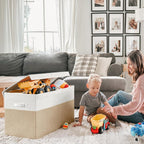 85L Large Toy Storage Box with Lid Divider Foldable Toy Chest