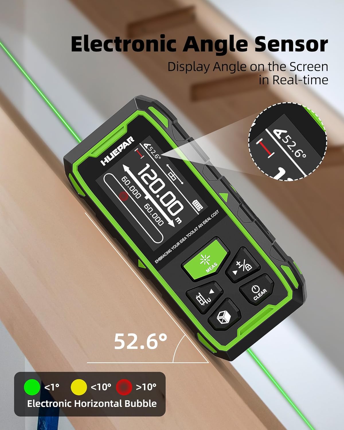Dual Laser Measuring Tool, Fathers Day Dad Gifts, 393Ft Green-Beam Bilateral Digital Laser Distance Measure 6-Unit