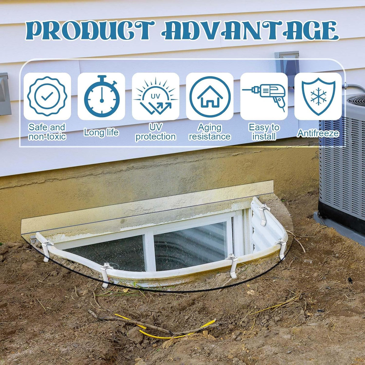 39"L x 18"W Outside Window Well Covers with Mounting Clip