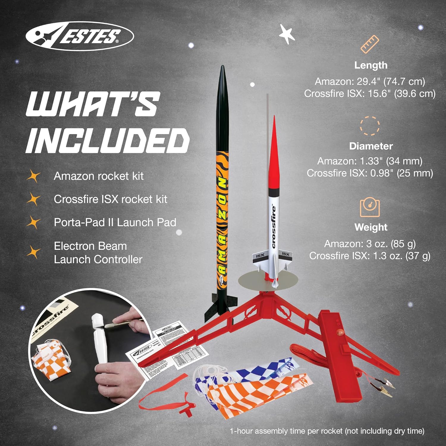 1469 Tandem X Rocket-Building Kit, Beginner Flying-Rocket Model Kit for Ages 10+, Includes Launch Pad and Controller
