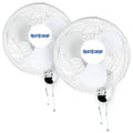 Classic Oscillating Wall Mount Fan, 3 Speeds, White-16in, 2 Pack
