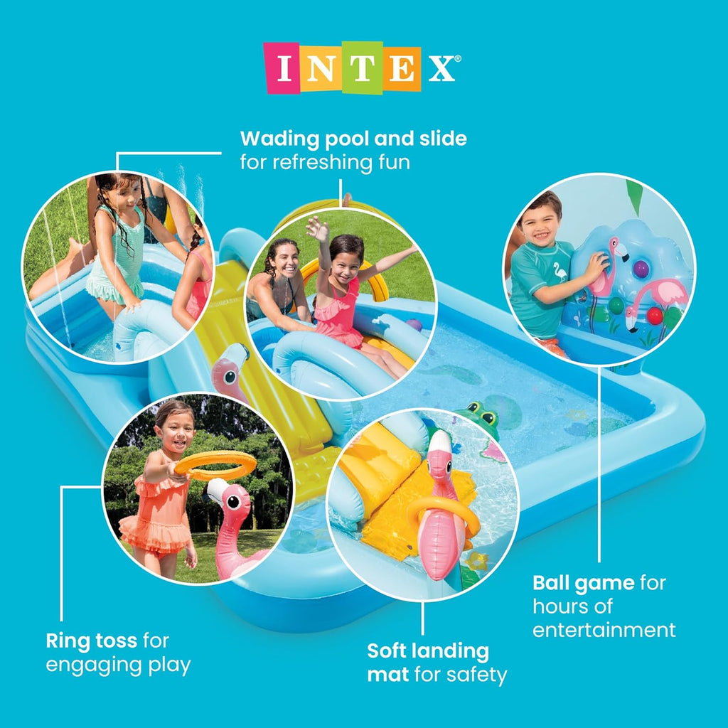 96" x 78" x 28" Inflatable Jungle Adventure Play Center Spray Kiddie Pool - Backyard Kids Water Slide, Outdoor