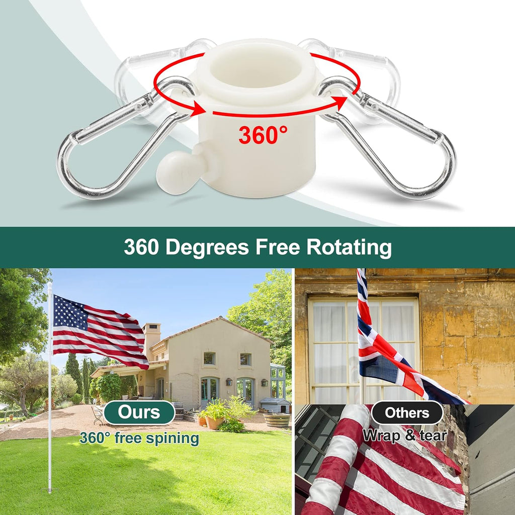 Yard Flag Pole for Outside Ground - 8.5 ft Tangle Free Heavy Duty Flag Pole Kit with 2 Anti-Tip Prong Base,Portable