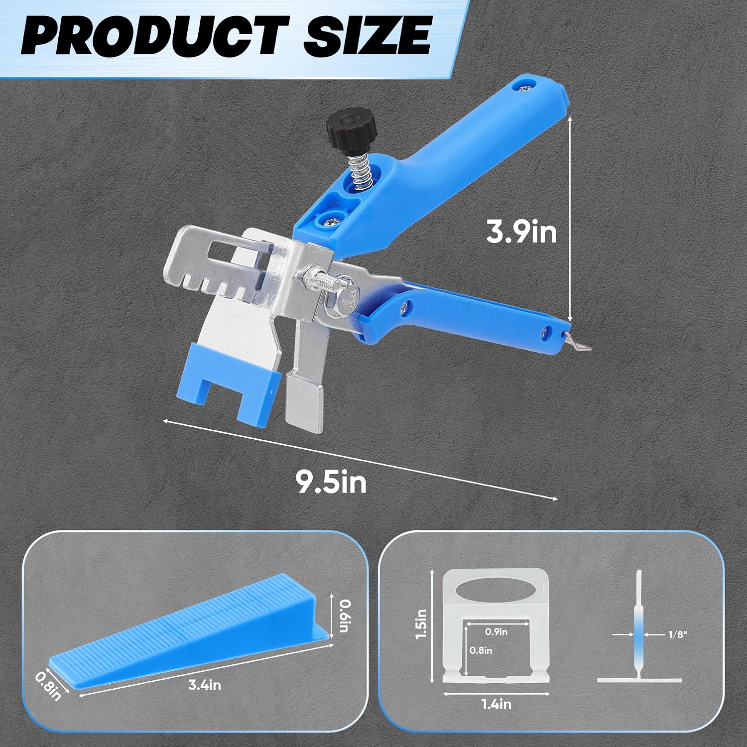 Tile Leveling System 1/8 Inch with Tile Plier, 500pcs Tile Leveler Spacers Clips and 100pcs Reusable Wedges for