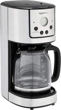 Programmable Coffeemaker with Carafe and Reusable Filter, Stainless Steel, 12 Cups, Black