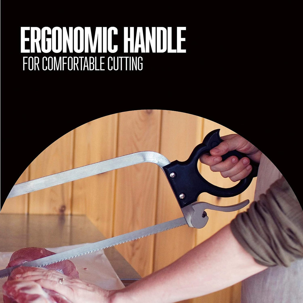 Butcher Meat and Bone Saw with 16 Inch Stainless Steel Serrated Blade with Quick Release Handle (47-1601)