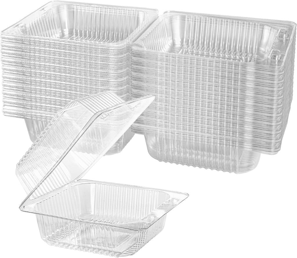 50 Count Clear Plastic Hinged Take Out Containers Clamshell Takeout Tray