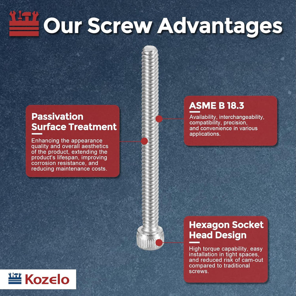 25pcs Socket Head Cap Screws #6-32x2 304 Stainless Steel Silver