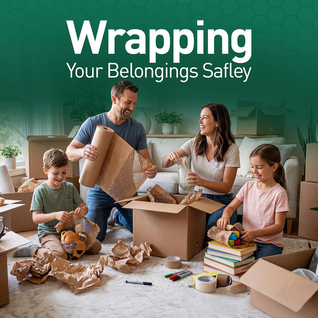 Honeycomb Packing Paper, 12 Inch x 300 FT – Eco-Friendly Recyclable Cushioning Wrap Roll for Moving & Shipping