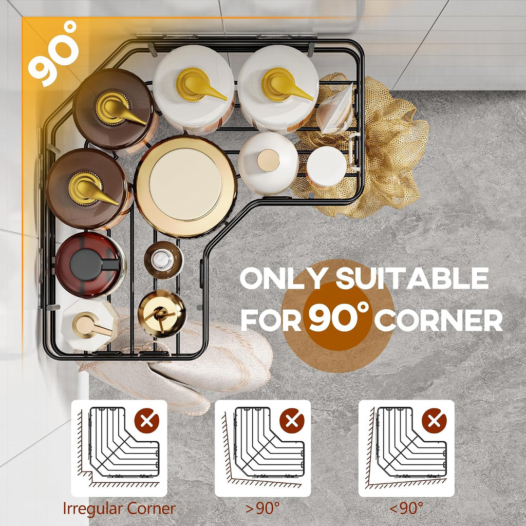 3 Pack Corner Shower Caddy with Soap Holder, Large Capacity Sturdy Easy Install No Drilling Stainless Steel Hold 40