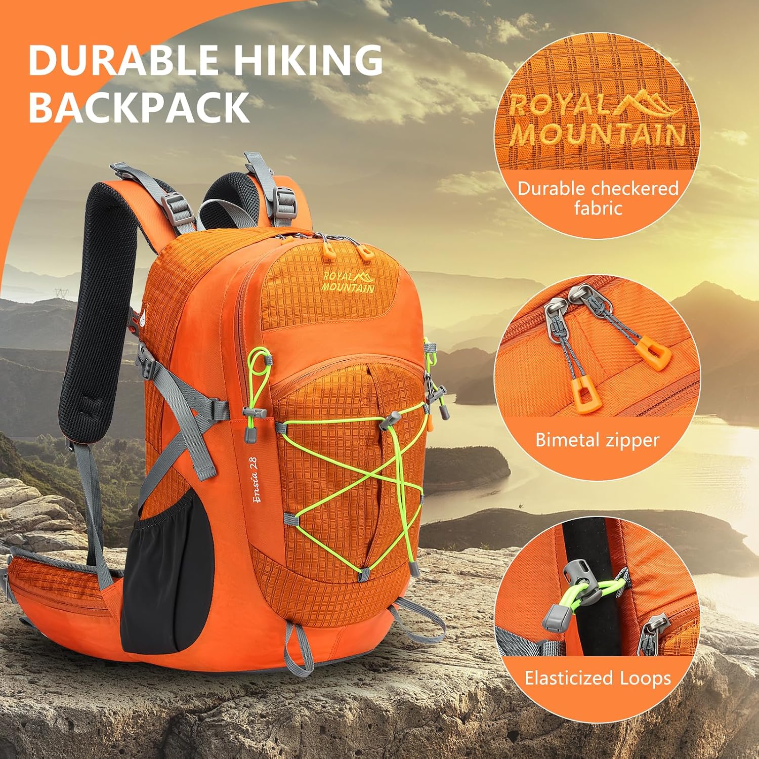 Backpacking Backpack Waterproof Hiking Backpack for Women Men | 28L Lightweight Travel Backpacks,Hiking Daypack for
