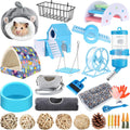 24 Pcs Small Guinea Pig Starter Kit Essentials for Hamster Cage Accessories Toys House Bed Cage Cleaner Food Bowl