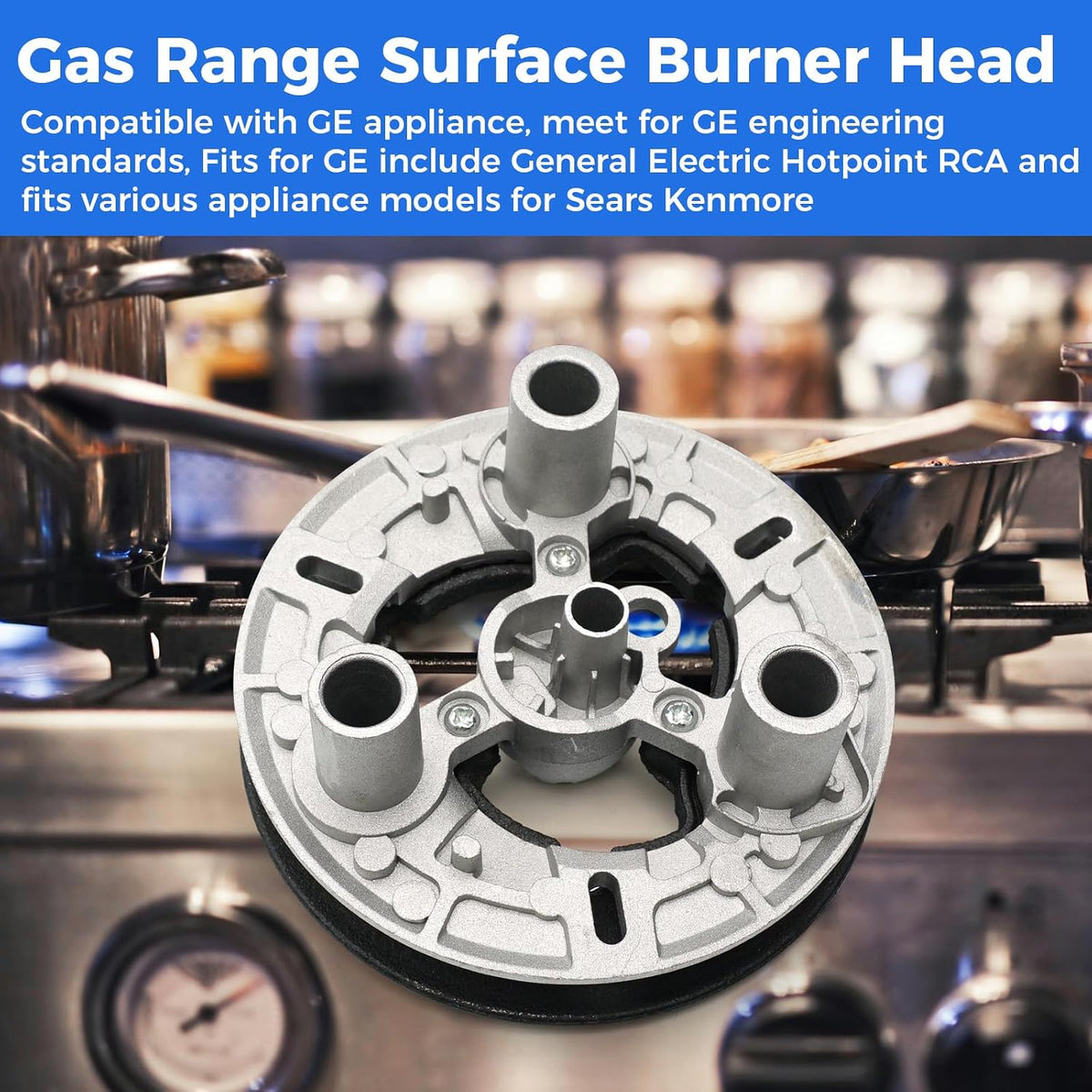 WB16K10079 Gas Stove Burner Replacement for GE Appliances General Electric Hotpoint RCA Sears Kenmore Range Surface Burner Head Replaces 2886310 AH3650622 EA3650622 PS3650622 3R Burner Assembly