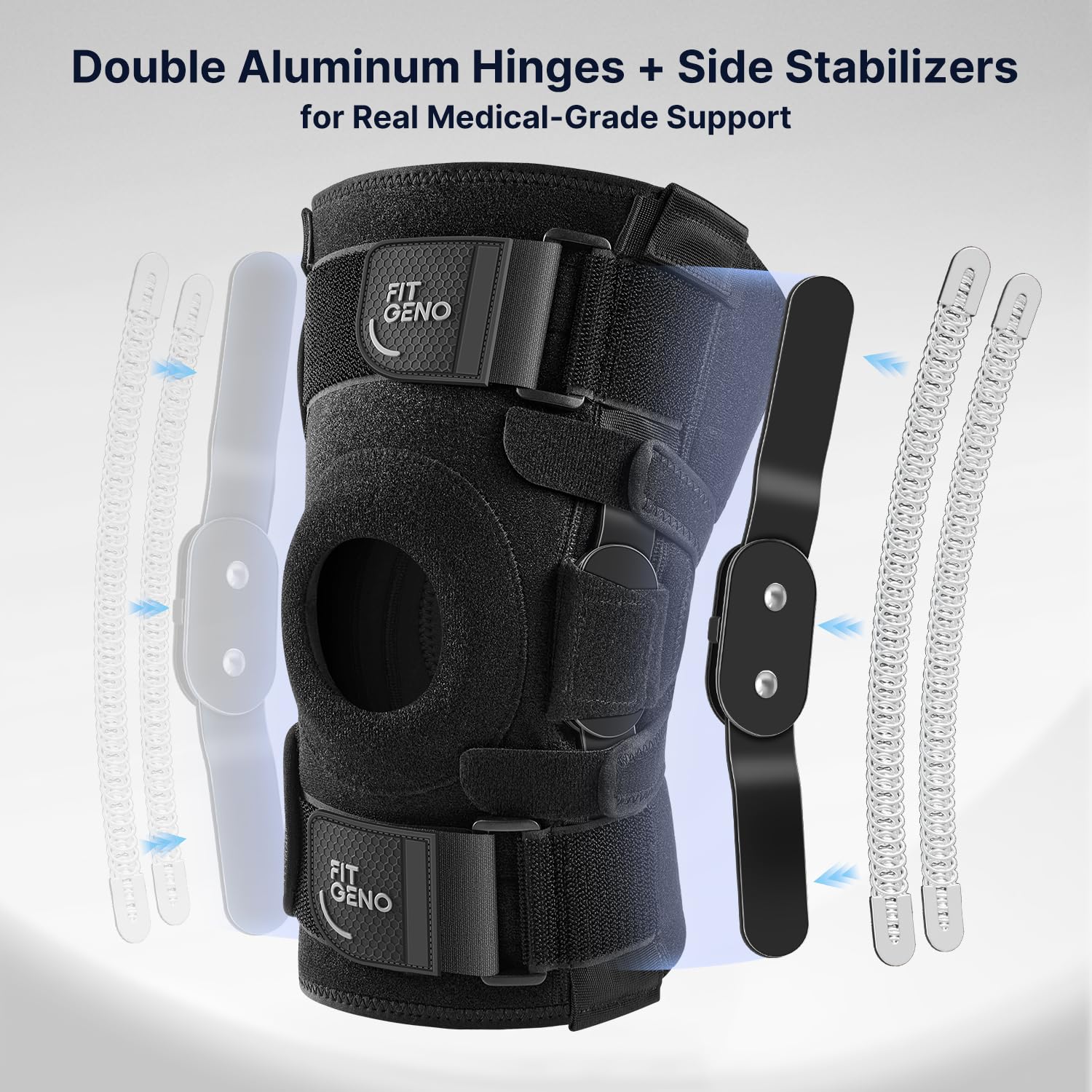 Hinged Knee Brace for Meniscus Tear: Adjustable Knee Support for Knee Pain w/Side Stabilizers & Hinges for Injury or