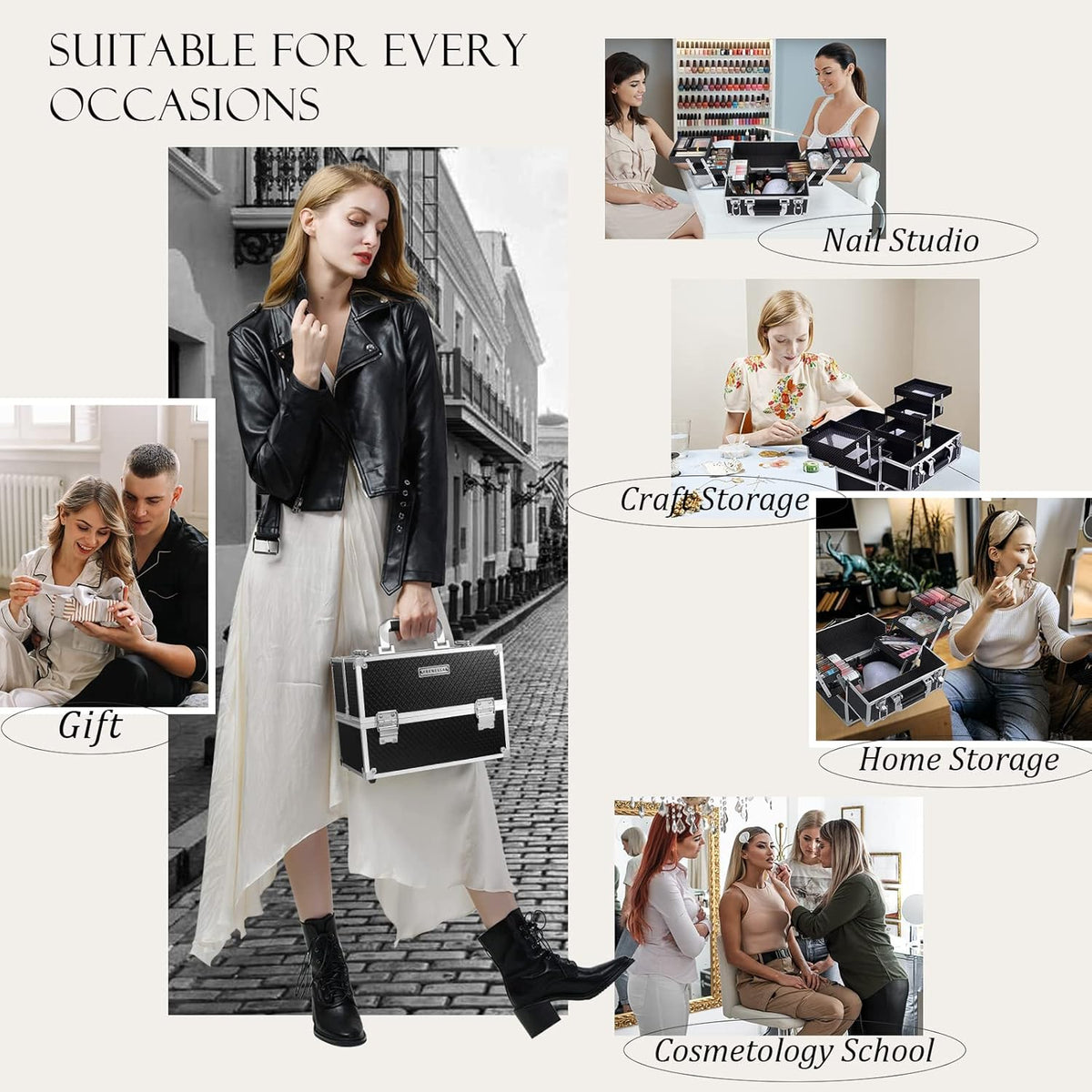 Makeup Train Case Makeup Case 11.8 Inch Large Cosmetic Box Organizer Travel Storage Professional Make Up Train