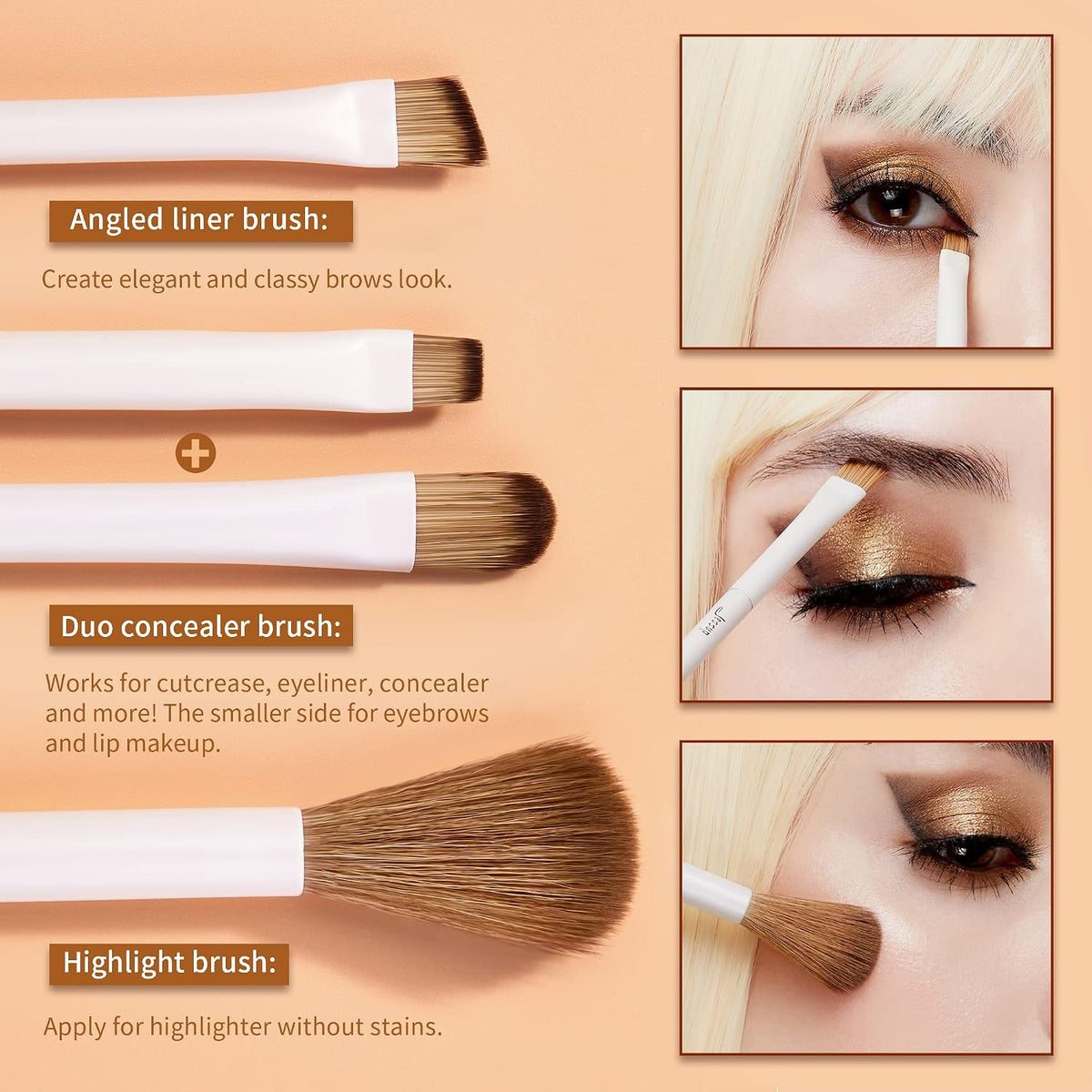 Eye Makeup Brushes 10pcs Eyeshadow, Blending & Eyeliner Brush T330