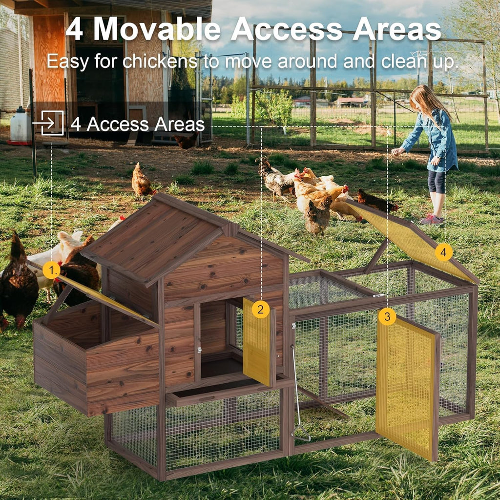 Large Wooden Chicken Coop, 160IN Outdoor Chicken Cages and Run with Nesting Boxes for 2-8 Chickens, Hen Run Poultry