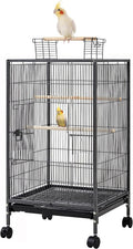 36-Inch Deluxe Sturdy Wrought Iron Bird Flight Open Play Top Cage with Rolling Stand for Parrots Conure Lovebird