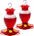 Backyard Expressions Hummingbird Feeder Set of 2 – Large 20 Oz Plastic Feeders for Outdoors with 6 Flower Ports