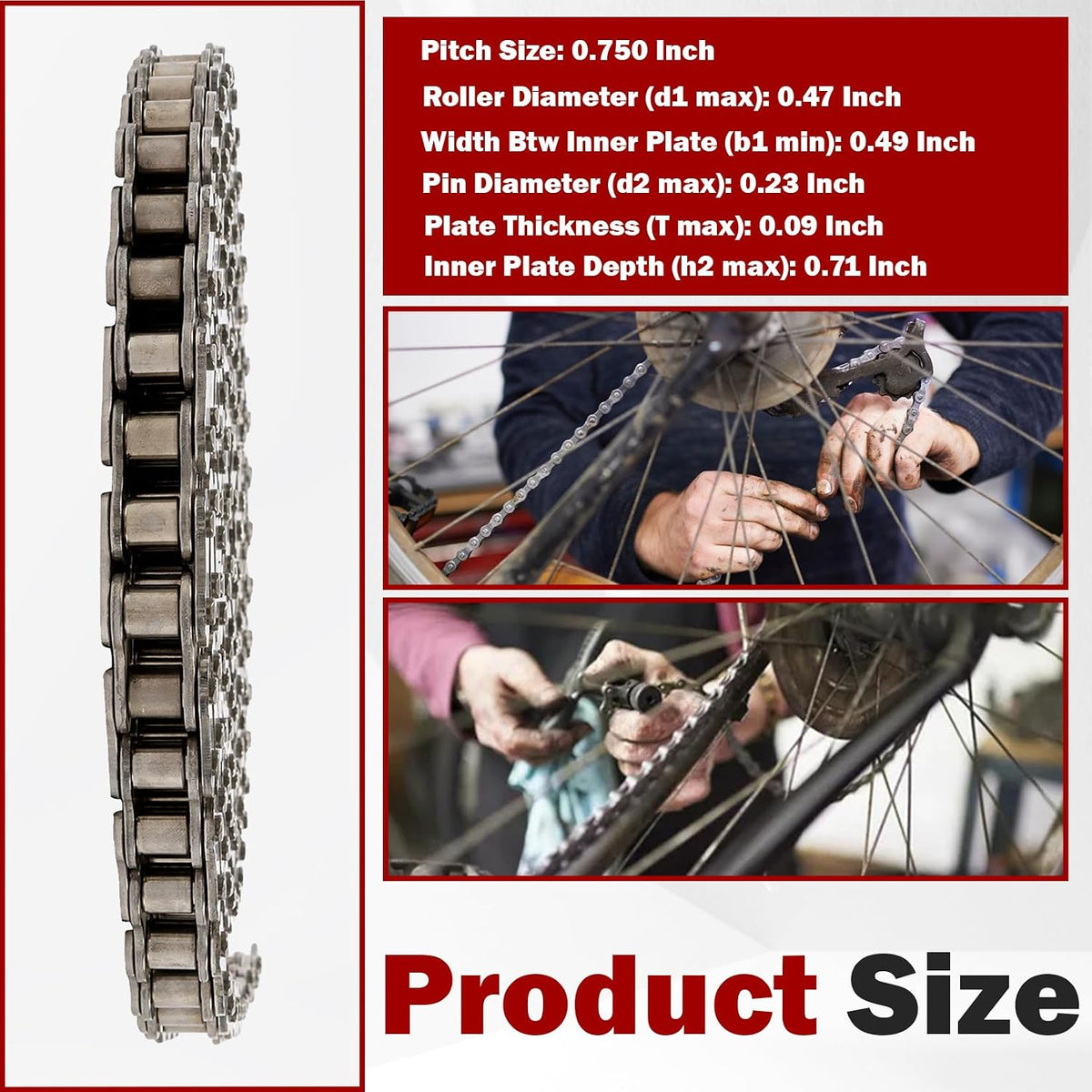 findmall #60SS Roller Chain Stainless Steel 10 Ft with 2 Connecting Links