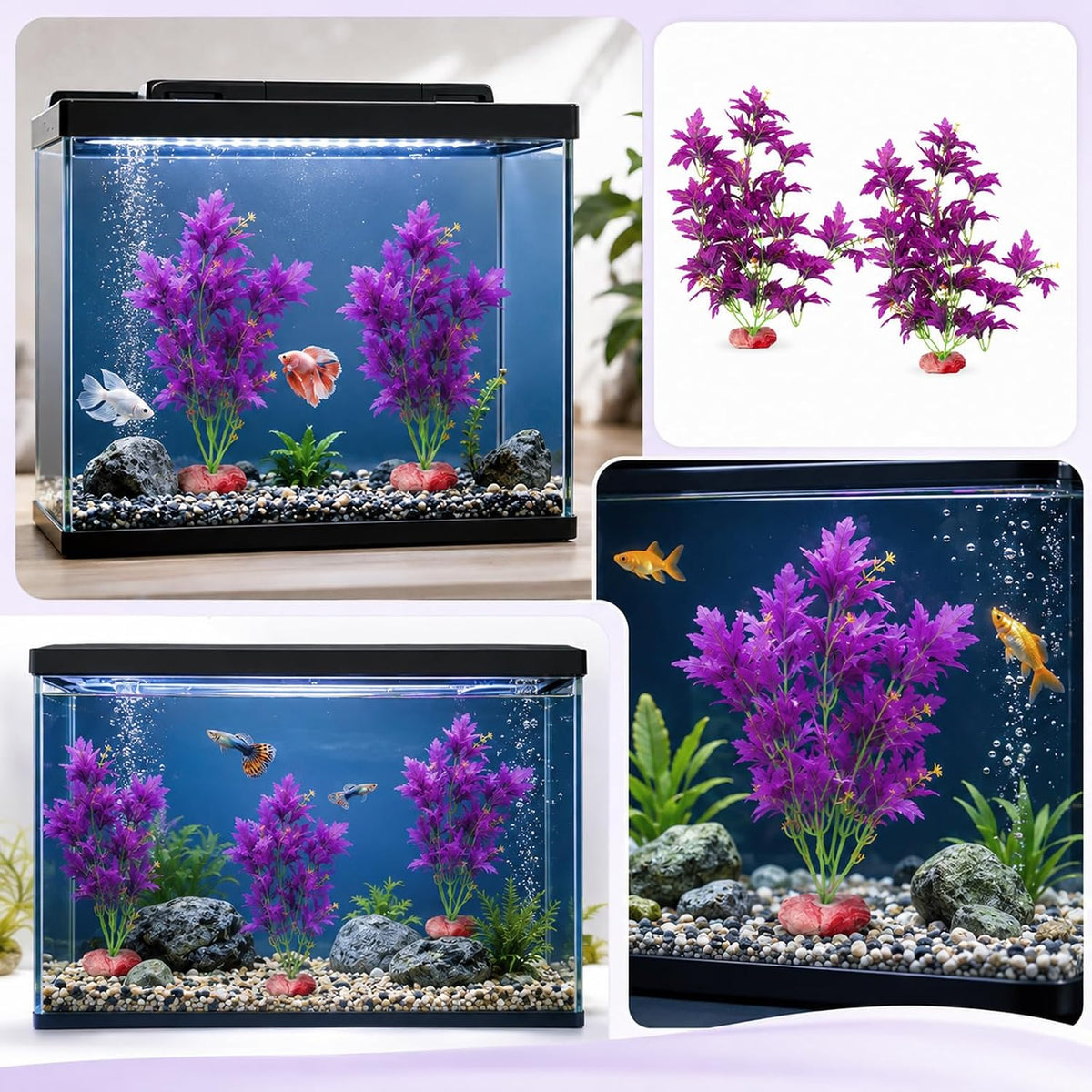 Silk Aquarium Plants, 18 Inch Artificial Silk Plants for Fish Tank