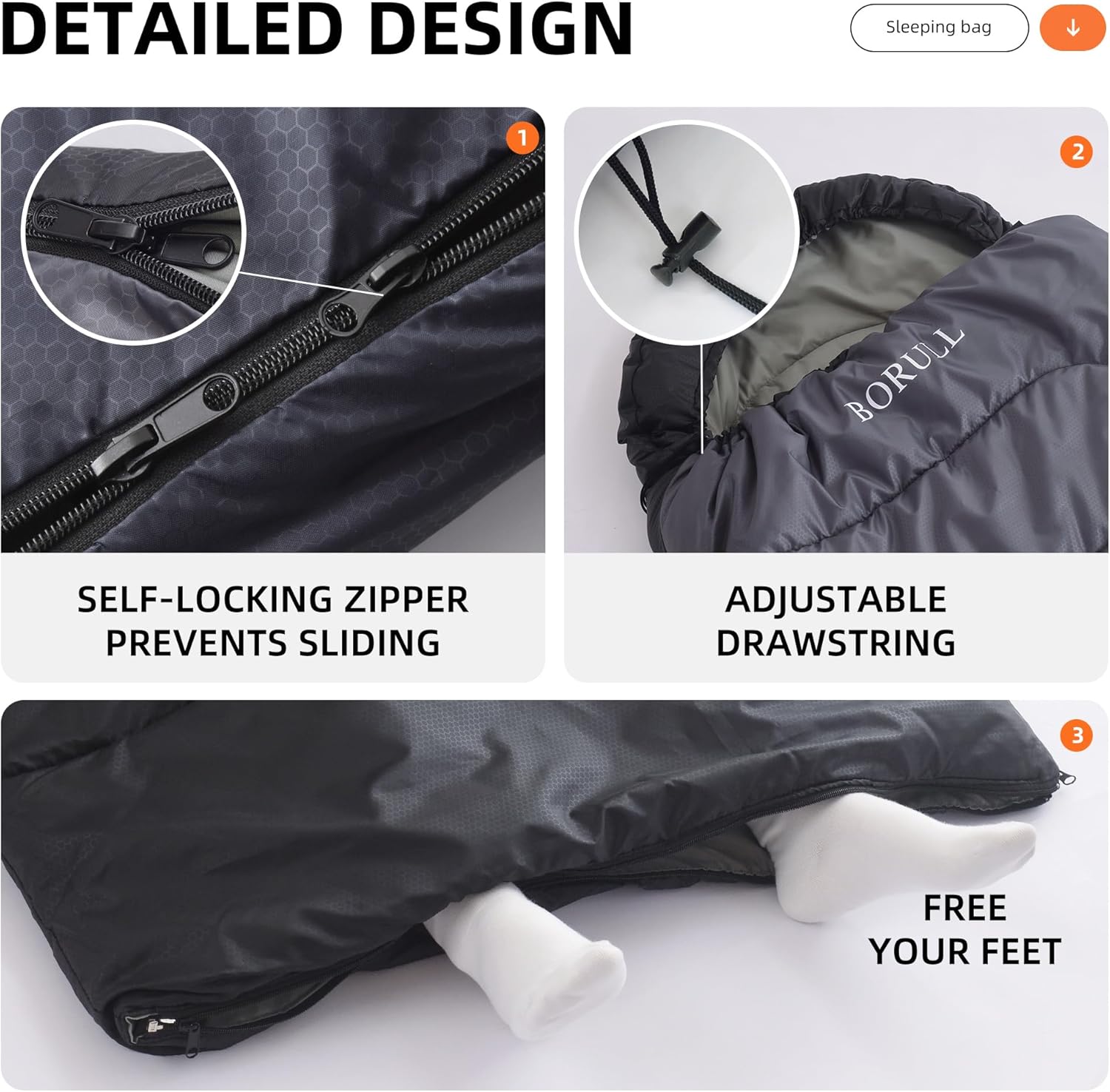 Lightweight Sleeping Bags for Adults & Kids, Backpacking & Scouts, Compact | 3lb, packs 8"x14". Left-zip Pairs with