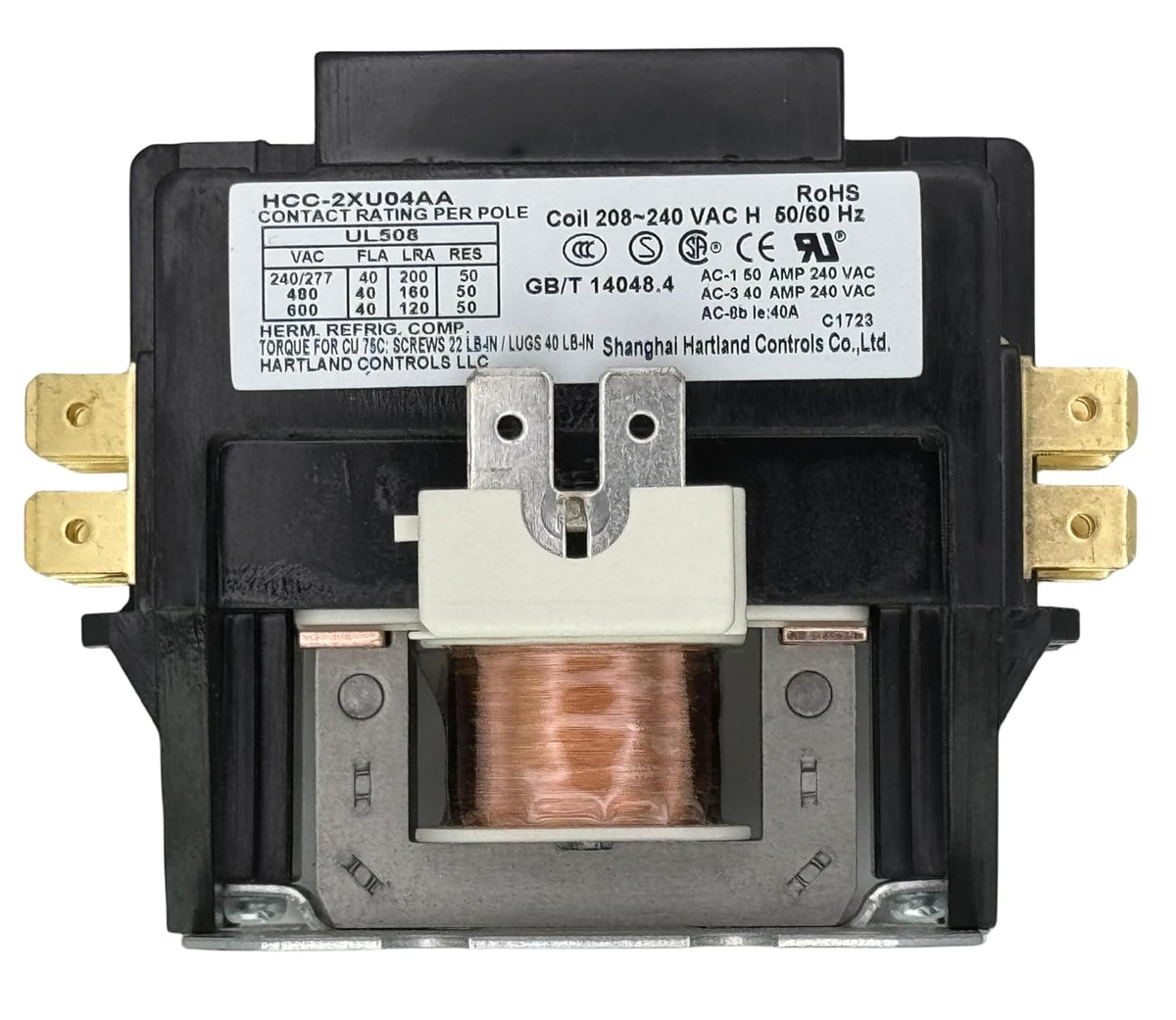 HCC-2XU04AA 208V-240V 40A DPST Contactor,50-60Hz Bipolar AC contactor