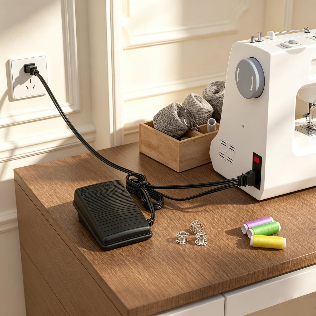 Sewing Machine Pedal and Power Cord for Singer, with Foot Pedal Mat Non Slip, Compatible with Singer #359102-001 2263 4423 e99670 8280 44s 4452 2277 4411 3116 3337 1304 M3220 3342 4432 1120 1507 50t8