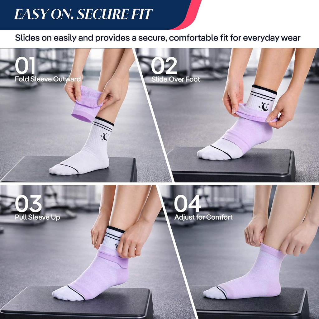 Ankle Support Light Compression Socks for Women and Men, Toeless Arch Support Sleeve for Running, Walking, Workout