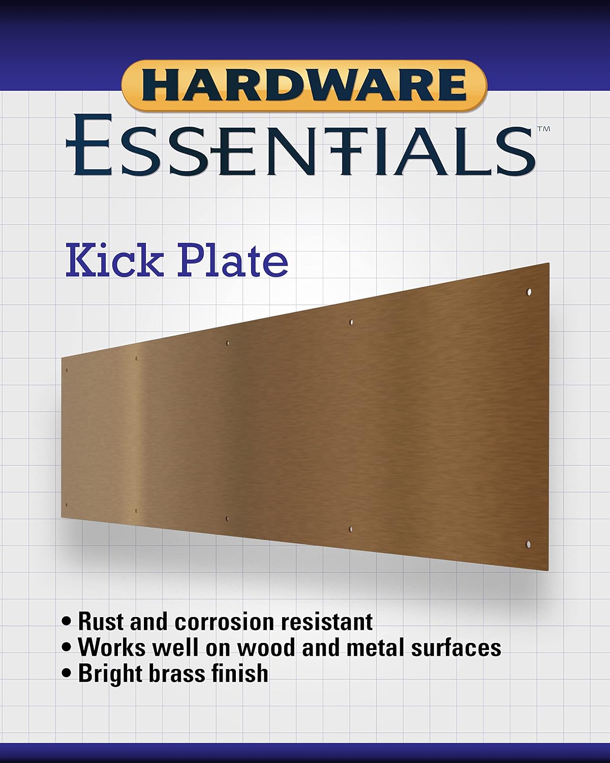 Door Kick Plate 8in x 34in, 1 Count, Antique Brass | Aluminum, scratch-resistant door protector plate