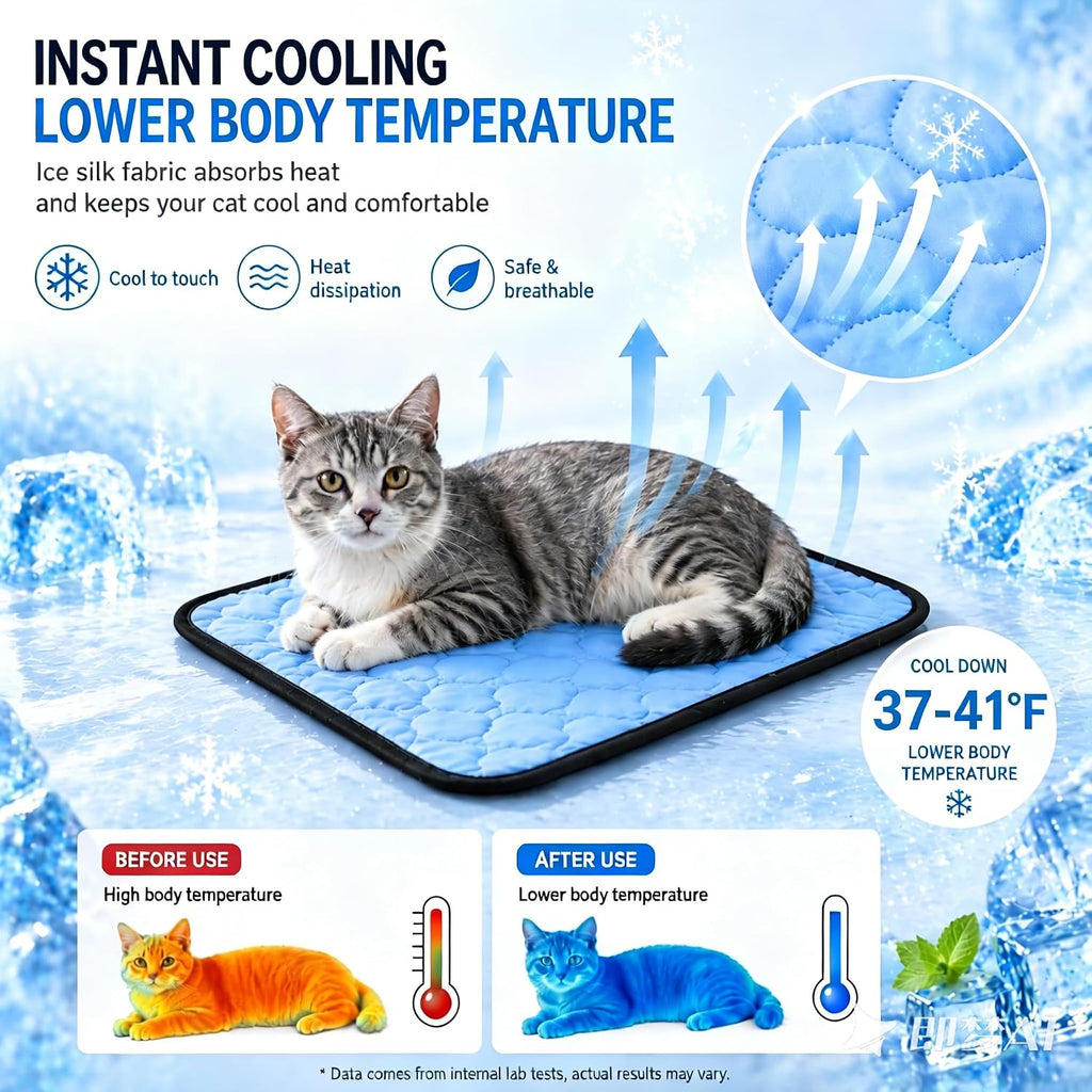 Cat Window Perch, Cooling Window Cat Bed with Reversible Ice Silk Mat, Foldable Pet Perch Hammock with Sturdy Wooden