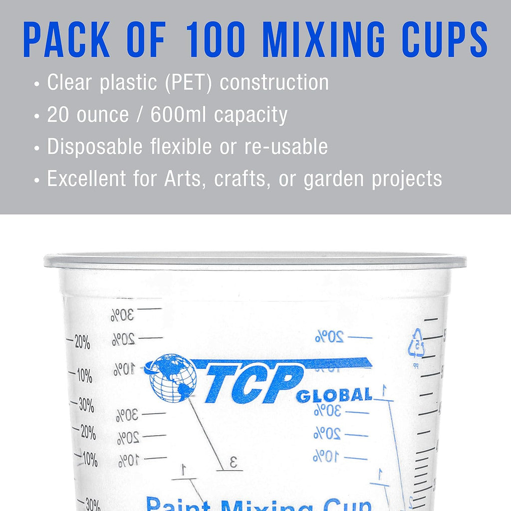 20 oz. (600ml) Graduated Plastic Mixing Cups - Box of 100