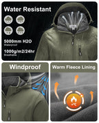 Men's Softshell Jacket Waterproof Fleece Rain Shell Coat