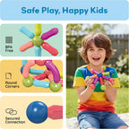 Magnetic Building Stick Block Construction Set with Storage Bin Colorful 3D STEM Toy Blocks Bar Balls & Rods