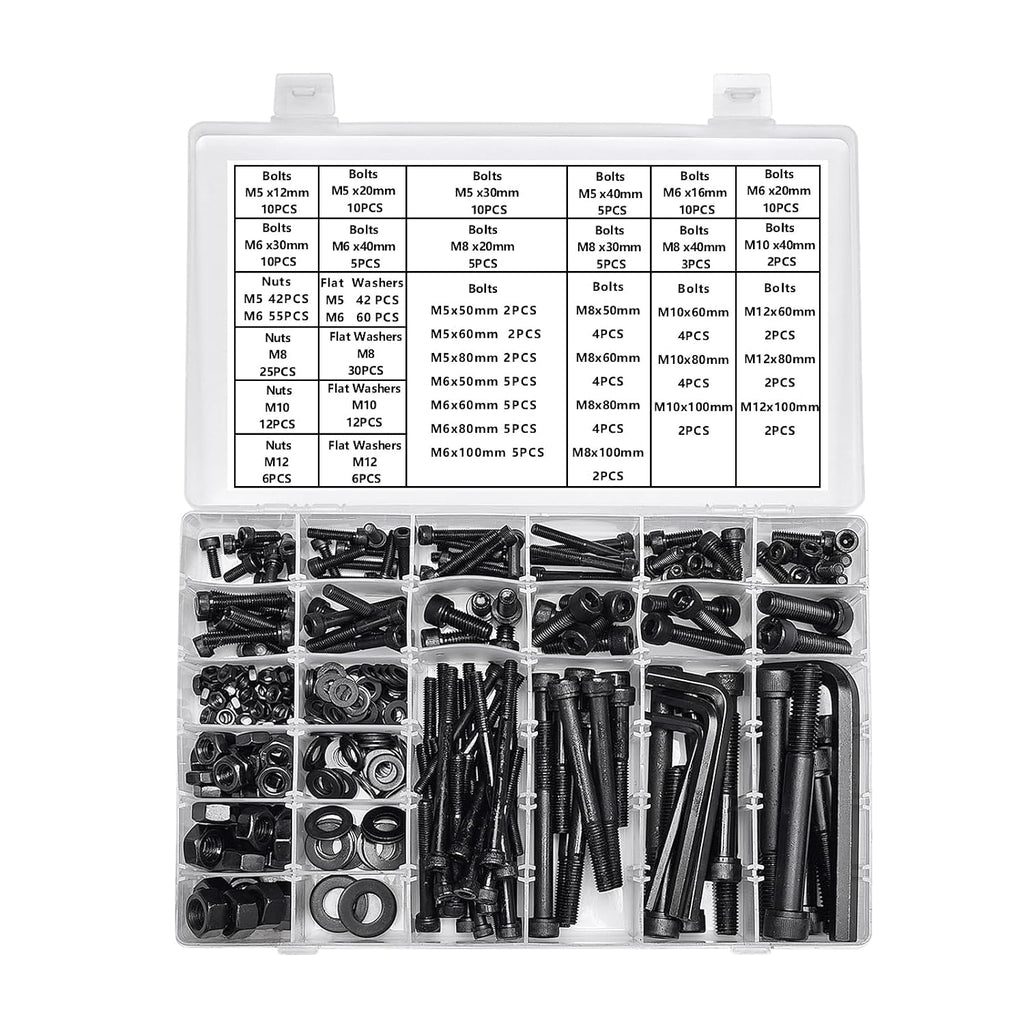 434PCS M5 M6 M8 M10 M12 Metric Bolt Assortment for Precision Machinery