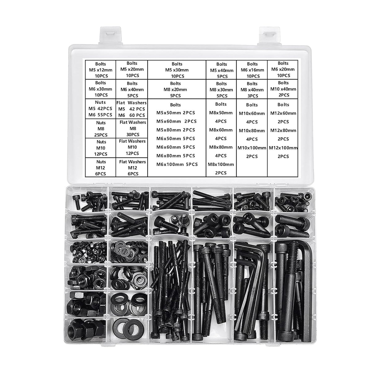 434PCS M5 M6 M8 M10 M12 Metric Bolt Assortment for Precision Machinery