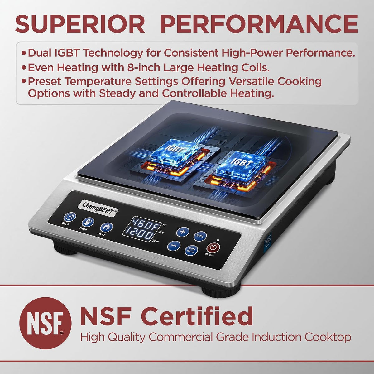 Portable Induction Cooktop Enhanced Version, One-Click Max Power 1800W Large Heating Coil Burner, Precise Temperature