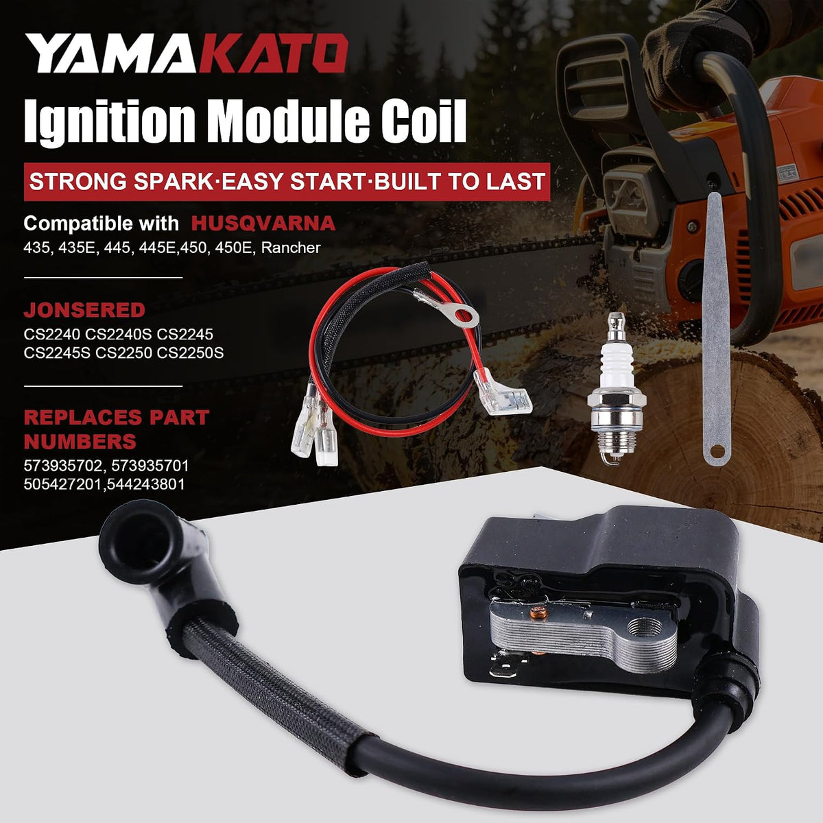 YAMAKATO 573935702 450 Chainsaw Ignition Coil for Husqvarna 435E 445E 450E